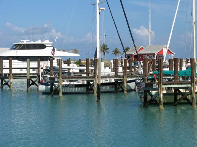Windwalker at dock at Old Bahama Bay