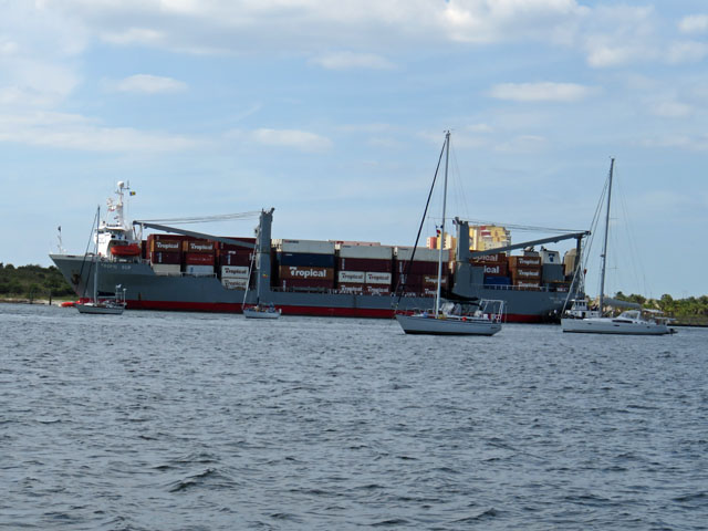 Container Ship Traversing the Turning Basin